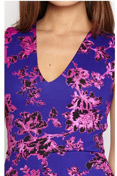 Chloe Purple Floral Peplum Style Dress